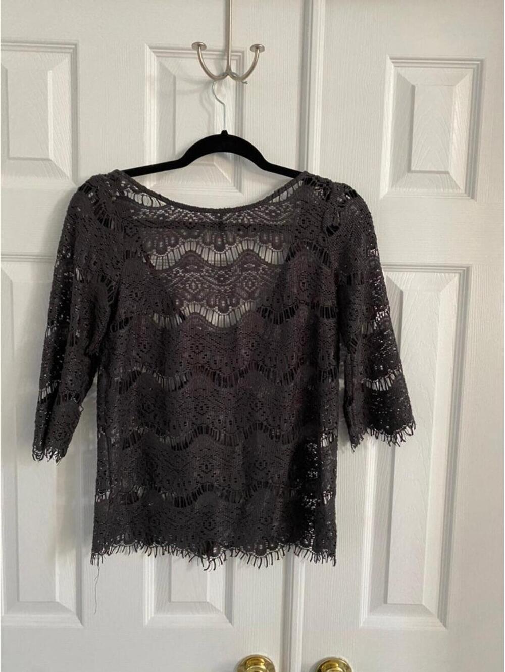 Zara Grey Lace Blouse